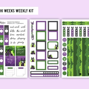 Kit hebdomadaire Disney Maléfique La Belle au bois dormant | Kit Hobonichi Cousin | Kit des semaines Hobonichi | Kit hebdomadaire d’autocollants de planificateur dessinés à la main