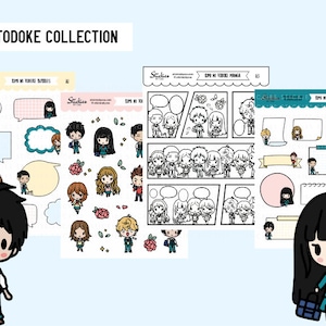 Kimi Ni Todoke Aufkleber | Shojo Aufkleber | Shoujo Paar Manga Aufkleber | Sawako und Kazehaya Anime Journal Aufkleber, Bullet Journal Aufkleber