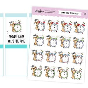 Brown Sugar the Bunny Alarm Clock, Reminder Sticker Pack, Wake Up, Sleep In Sticker | Hand Drawn Planner Stickers, Bullet Journal Stickers