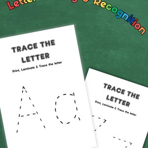 Listo para el jardín de infantes-Reconocimiento de letras-Hojas de trabajo para jardín de infantes-Regreso a la escuela-Trazar la letra-Preparación para el jardín de infantes-Práctica de letras