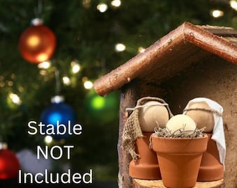 Adornos de belén de madera hechos a mano / Belén sencillo para espacios pequeños / Decoración navideña / Belén único