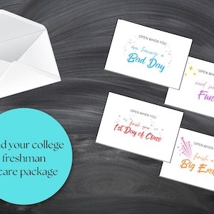 Open When envelopes for college|Thoughtful college care gifts|Creative care package idea for students|Encouraging notes for college students