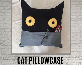 40x40 cm Pillowcase / Cotton Pillowcase / Cat Owner Gift / Pillowcase With Pocket / Kissenbezug 40x40 / Housewarming Gift / Cat Pillow case