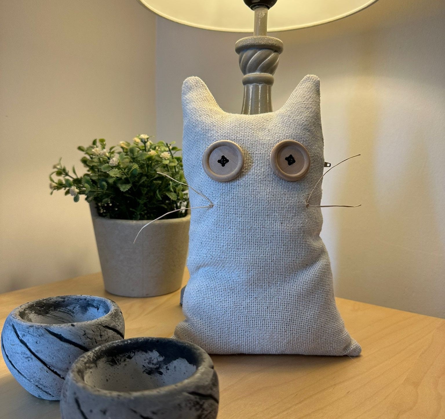 Door Stop Cat / Door Stopper Fabric/ Türstopper / Raw Fabric Door Stop