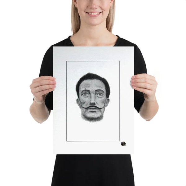 Portrait Zeichnung - Salvador Dalí - 36cm(B) x 48cm(H)