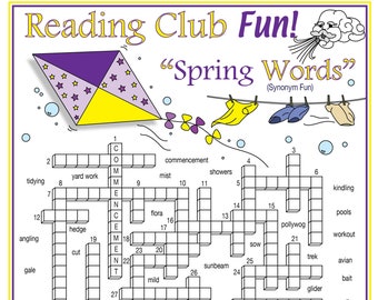 Vocabulario de primavera - Sinónimos - Crucigrama imprimible y sopa de letras