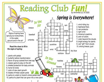 Crucigramas imprimibles de Signos de primavera en todas partes - Juegos educativos