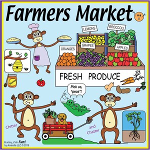 Set di attività stampabili di due pagine del mercato degli agricoltori, ricerche di parole - Giochi educativi