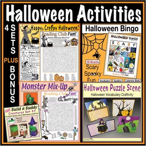 Halloween Activities Printable Bundle – Puzzles, Bingo, Crafts & Activities