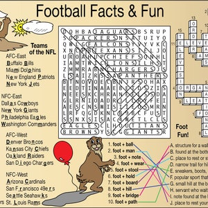 Football Facts & Fun Printable Activity Set history, Teams, Terms - Etsy