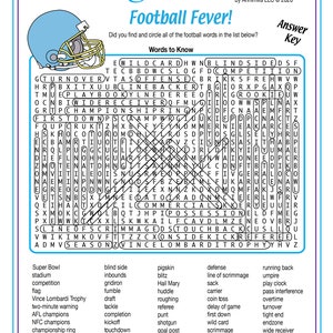 Football Facts & Fun Printable Activity Set history, Teams, Terms - Etsy