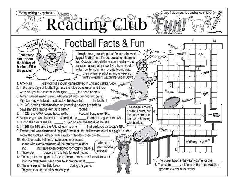Football Facts & Fun Printable Activity Set history, Teams, Terms - Etsy