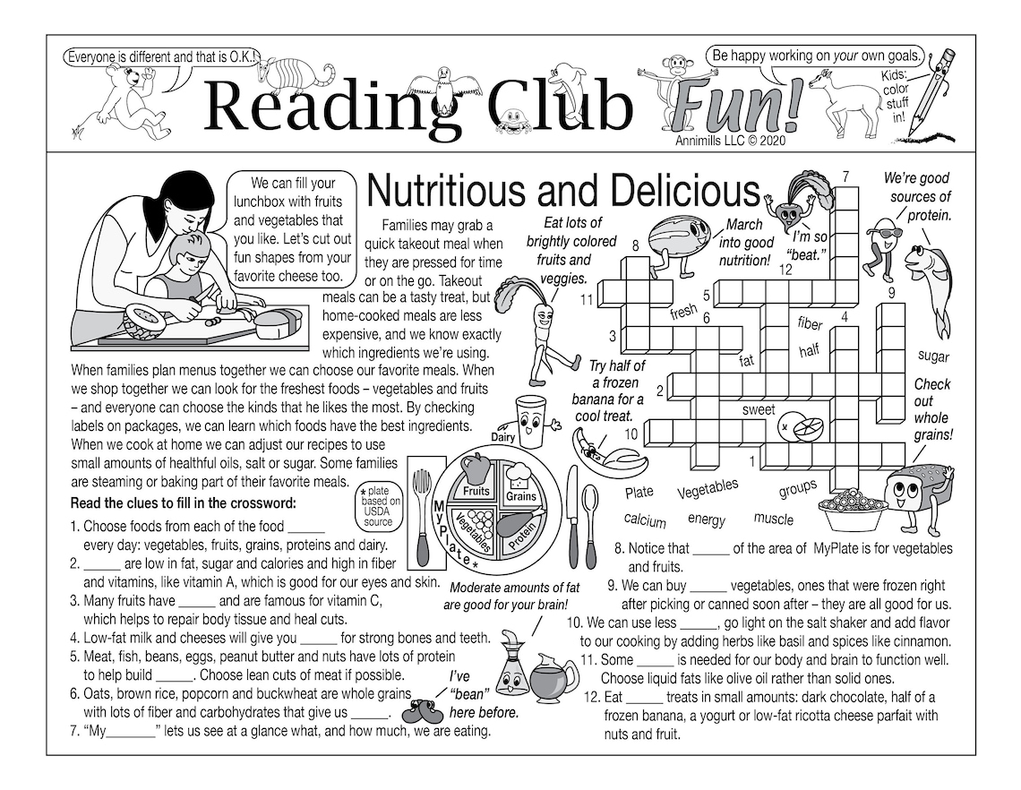 Nutrition and Exercise Printable Puzzles – Healthy Eating, Cooking, Exercising - Educational ...
