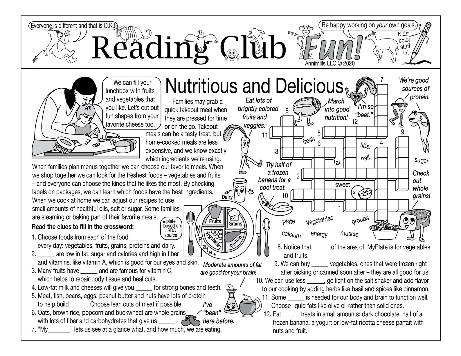 Nutrition and Exercise Printable Puzzles – Healthy Eating, Cooking ...