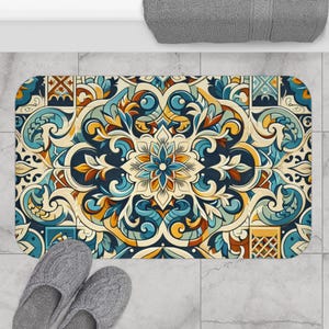 Vibrant Floral Bath Mat: Memory Foam Microfiber, Boho Bathroom Decor