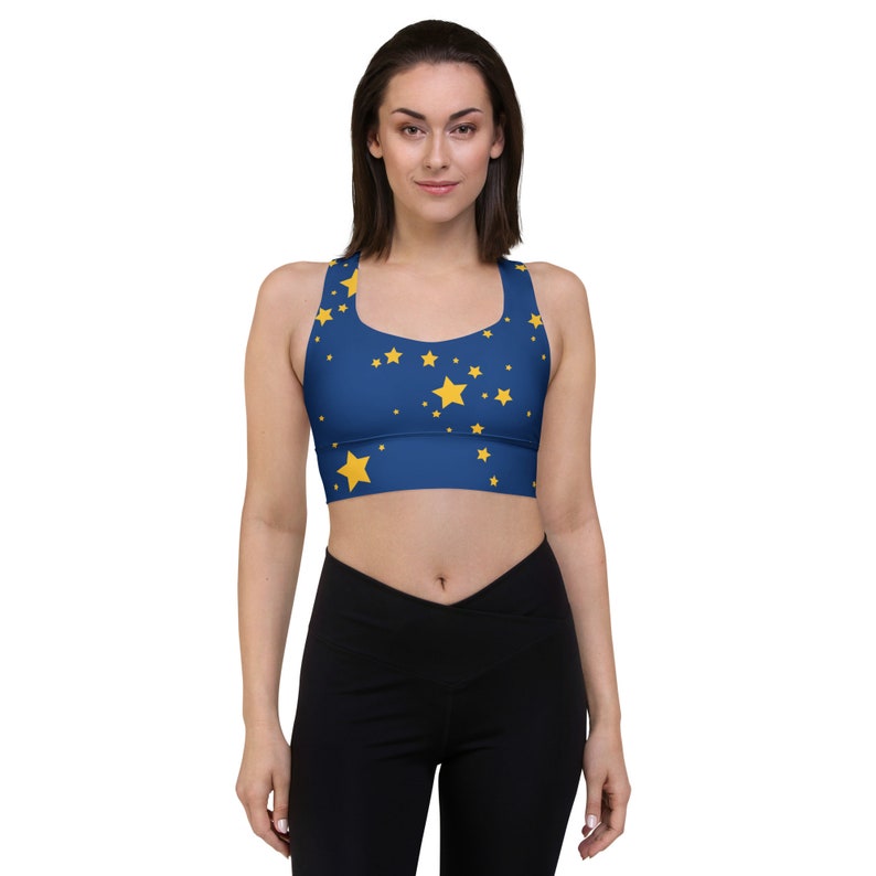 FNAF Security Breach Moon drop Pattern, Longline Sports Bra image 1
