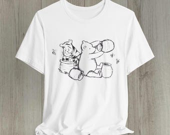 Winnie the Pooh Unisex Tee, Soft Cotton T-shirt, Short Sleeve Shirt, Cute Cartoon Top, Pooh Bear Fan Gift