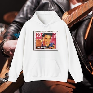 Elvis Stamp Vintage Hoodie, Unisex Sweatshirt, Elvis Presley Pullover, Gift for Music Fans, Retro Stamp Jumper