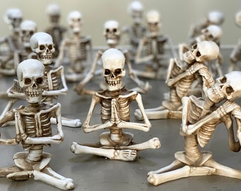 small resin YOGA SKELETON FIGURINES 3.5-4&quot; x 4-5&quot; tall  -free ship-happy halloween-home decor-gothic-cute-minimalist- new poses available
