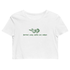 Camisa de la casa de la serpiente / Camisa de la casa verde / Crop top de la escuela del mago / Merchandising minimalista / Camisa de la casa astuta