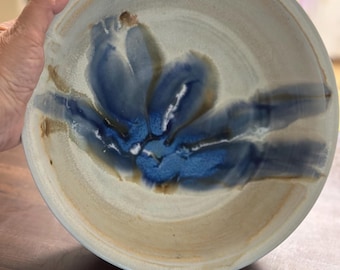 Handmade Blue Glazed Stoneware Pie Dish | Artisan Ceramic Bakeware