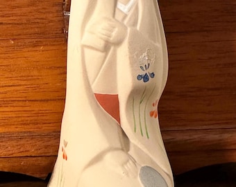 Vintage HAKATA Ceramic Doll | Hand-Painted Kimono, Mid-Century Japan