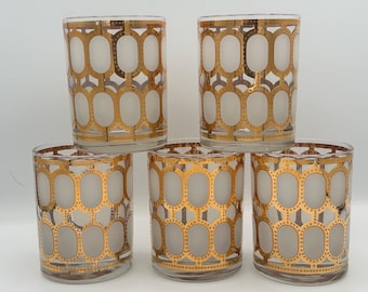 Mid-Century Modern Culver Pisa Golden Windows Tumblers, Set of 5