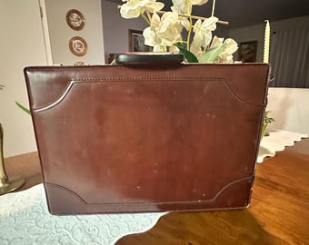 Vintage Airway Chestnut Leather Briefcase, Combo Lock