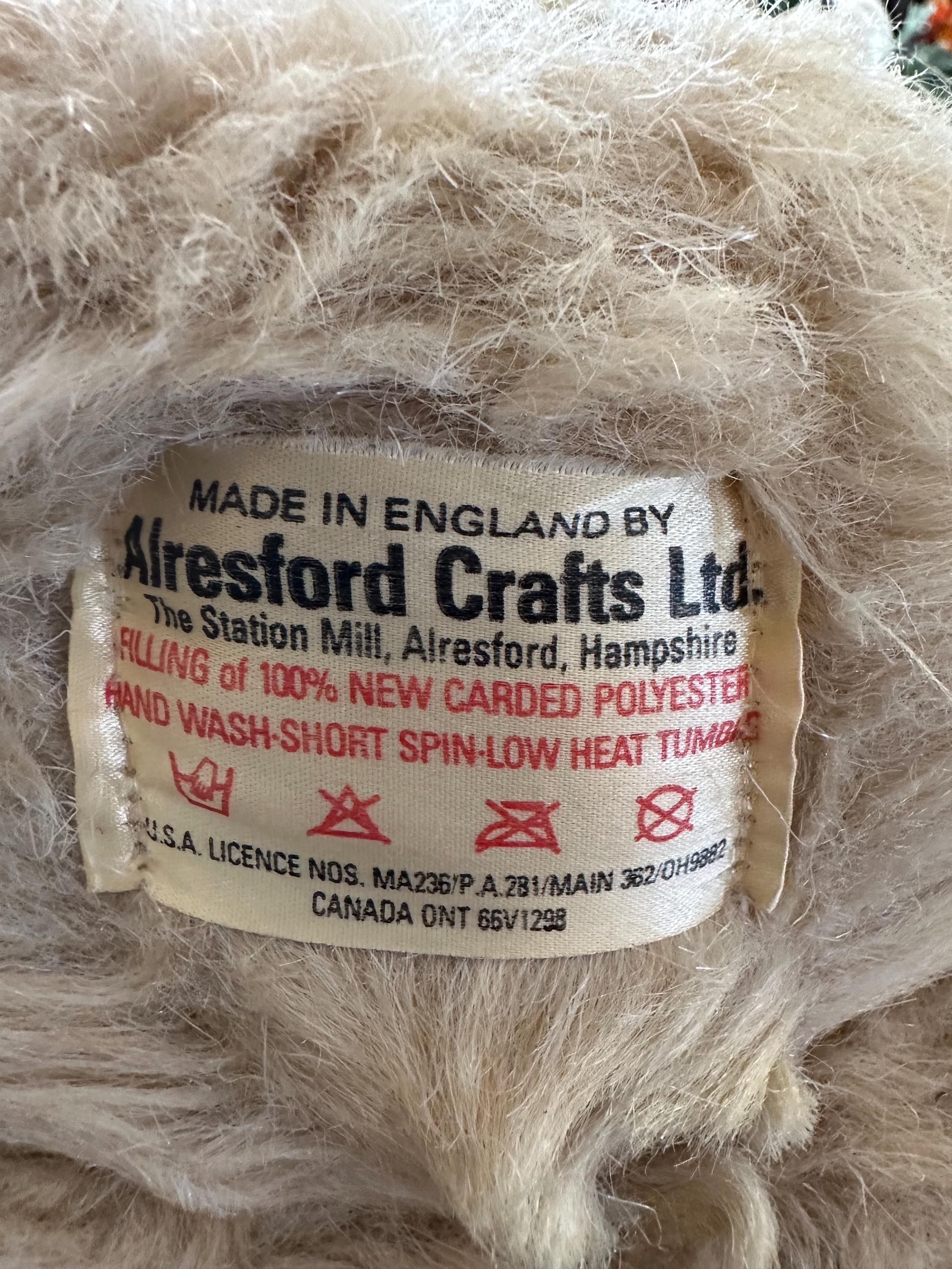 Vintage Alresford Crafts Ltd. Stuffed Bear 22 Inches Made in