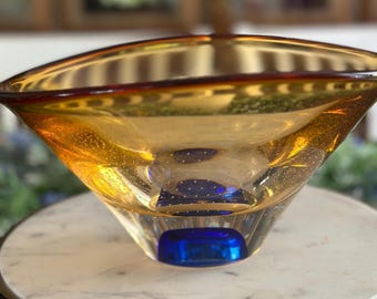 Kosta Boda "Zoom" Bowl by Göran Wärff, Controlled Bubbles Glass Art