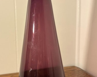MCM 12.25” Tall Empoli Purple Amethyst Glass Bottle Decanter Vintage 1960’s