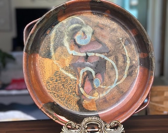 Handmade Brown Glazed Pottery Pie Dish | 12.5" Artisan Stoneware Bakeware
