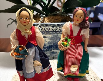 Eros Florence Italian Souvenir Dolls Set, Regional Costumes, Made Italy 1960s-70s