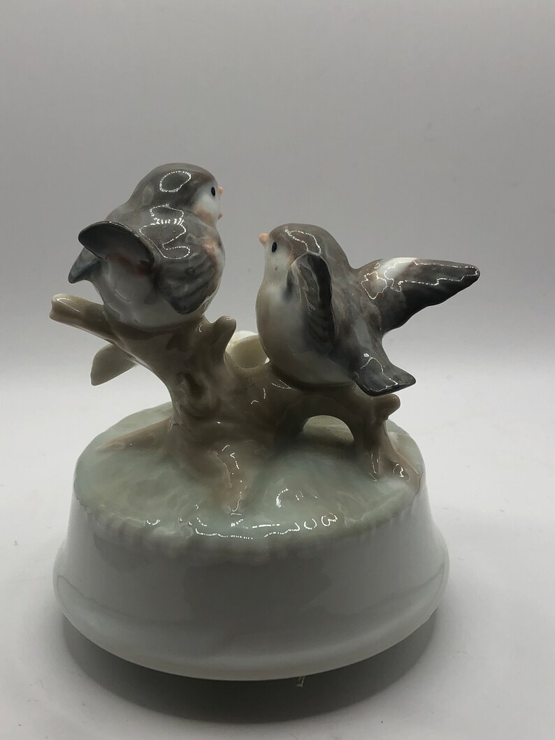 Otagiri Baby Blue Birds Music Figurine Box Japan Etsy