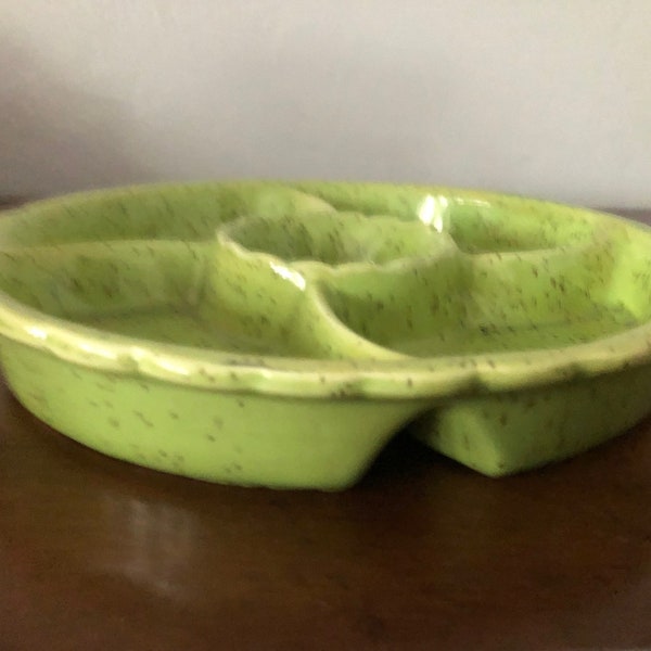 USA Pottery, Green with dark specks, a serving tray