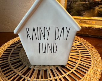 Rae Dunn rainy day fund ceramic bank used