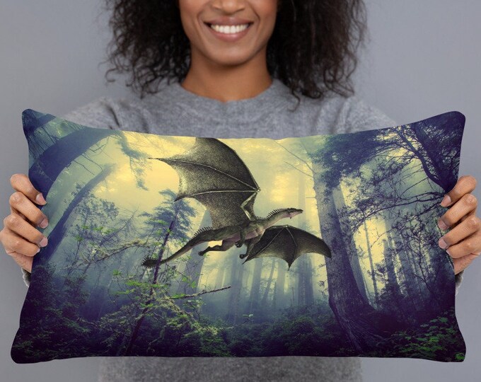 Forest Dragon Pillow | Basic Pillow | Fantasy World Pillow | Beautiful