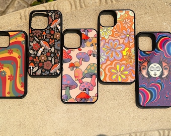 Retro Phone Cases Vintage 70s Aesthetic hippie groovy good vibes abstract floral psychedelic 70’s  Apple XS 11 12 13 14 Mini Plus Pro Max