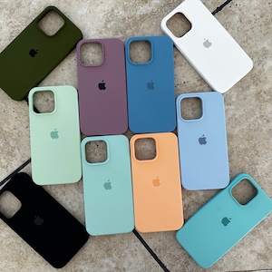 Solid Color Liquid Silicone iPhone Case Colorful iPhone Cover with Logo Soft Shell for Apple 15 14 13 12 11 X Pro Max Pastel Solid Color