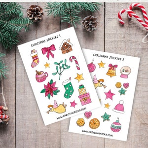 Stickervel vrolijk kerstfeest, dagboekstickers, plakboekstickers, feestdagen, gezellige kerst