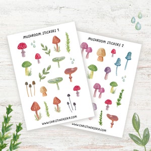 Stickers champignons, feuille d'autocollants automne, stickers déco agenda automne, stickers champignons