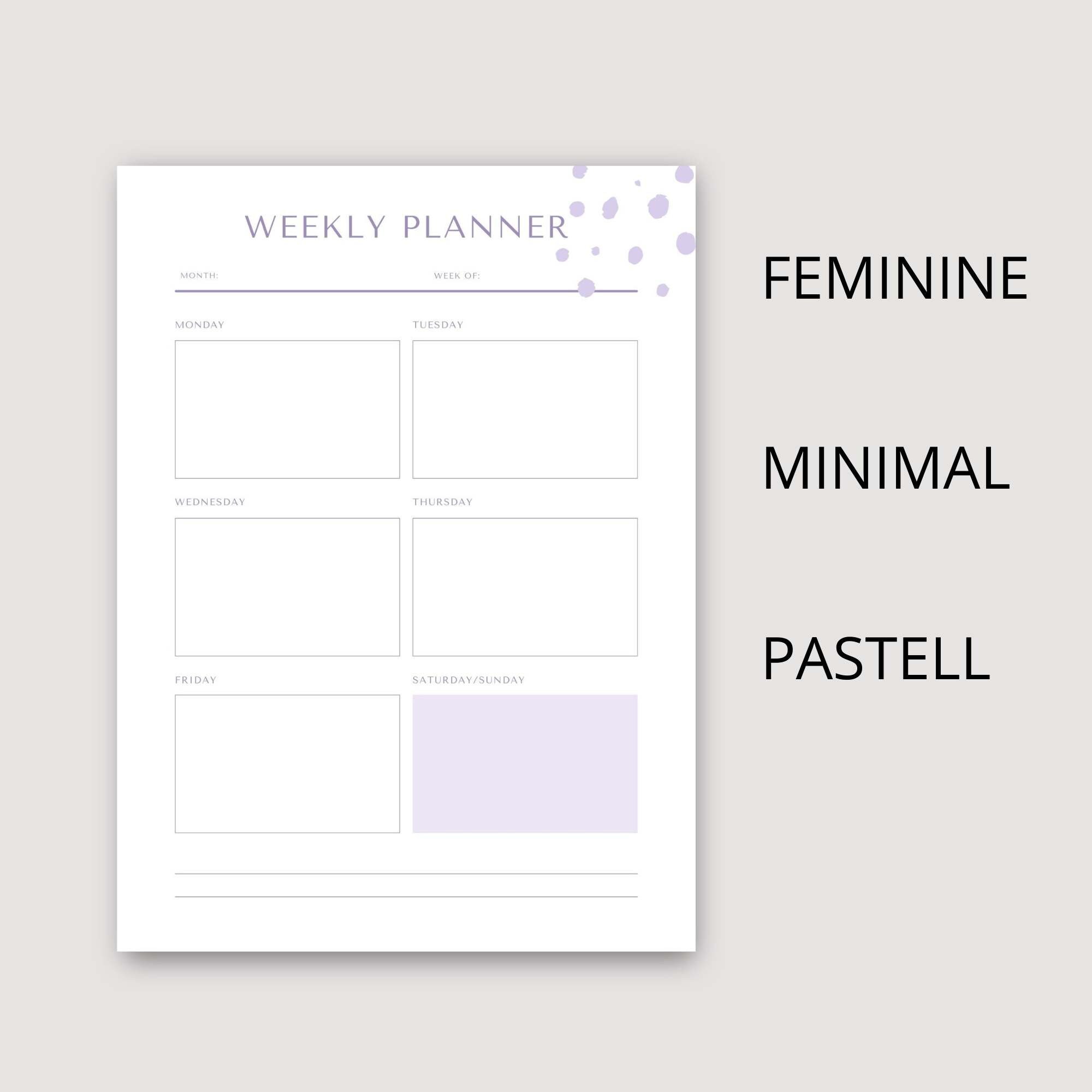 Minimal Weekly Planner Printable Pastel, Weekly Schedule Downloadable ...