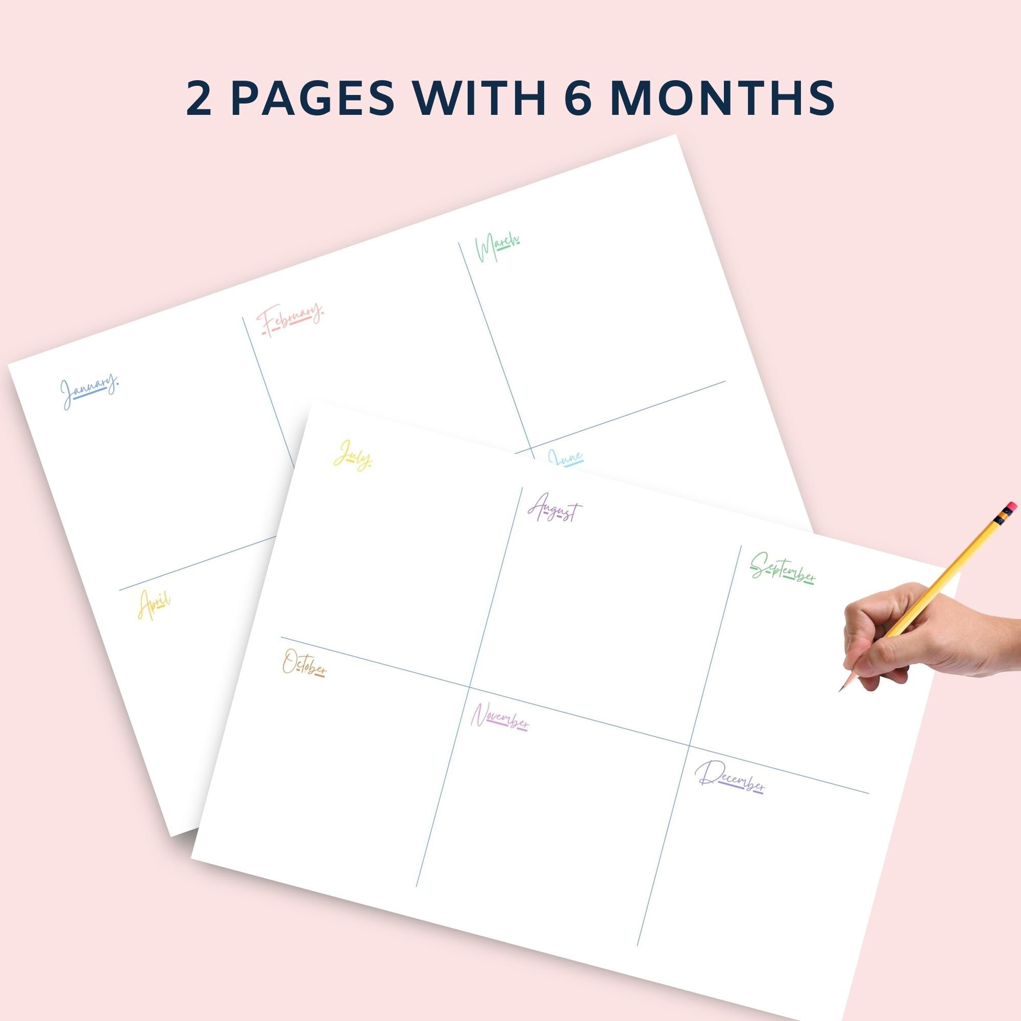 Minimal Yearly Planner Printable, Feminine Calendar, Year at a Glance ...