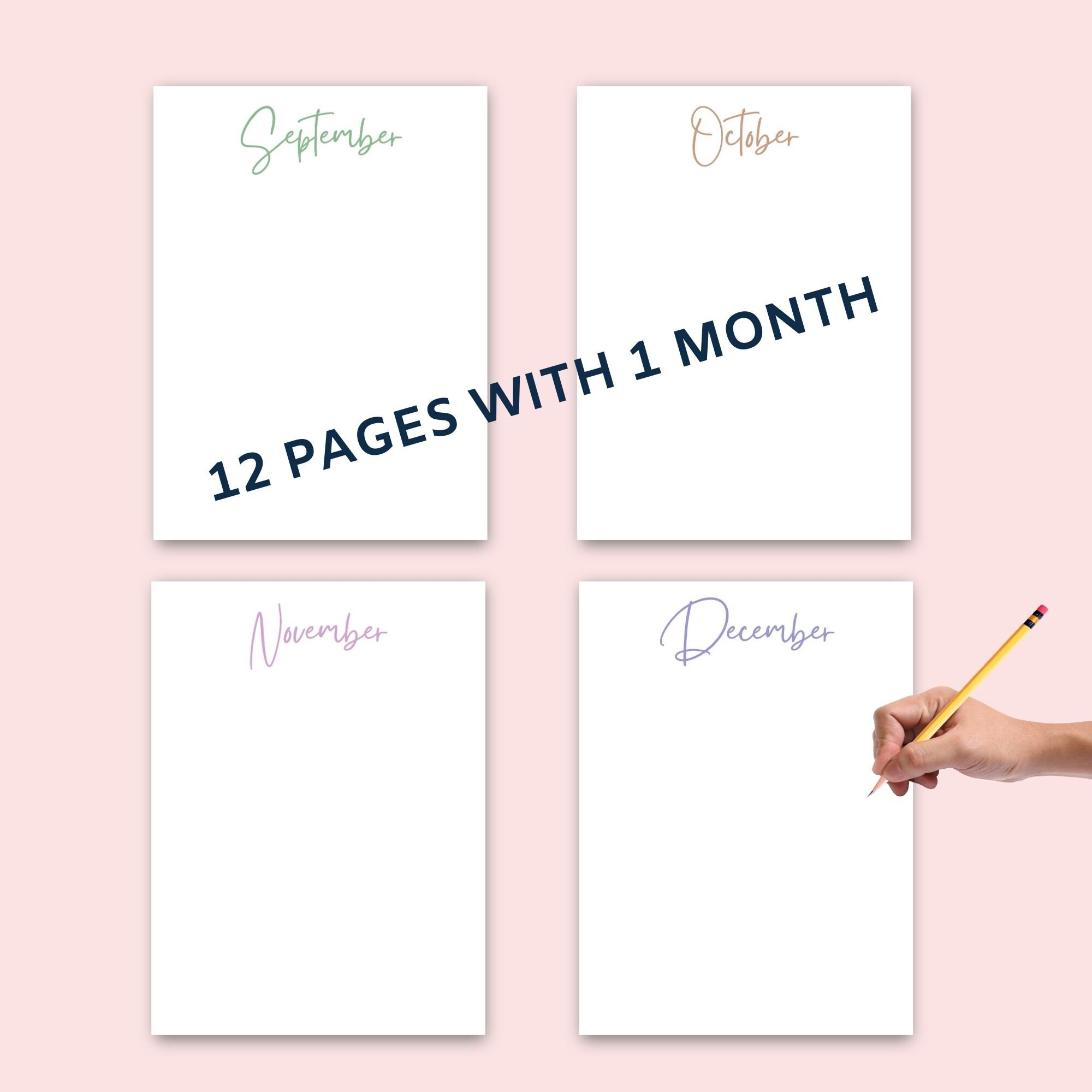 Minimal Yearly Planner Printable, Feminine Calendar, Year at a Glance ...