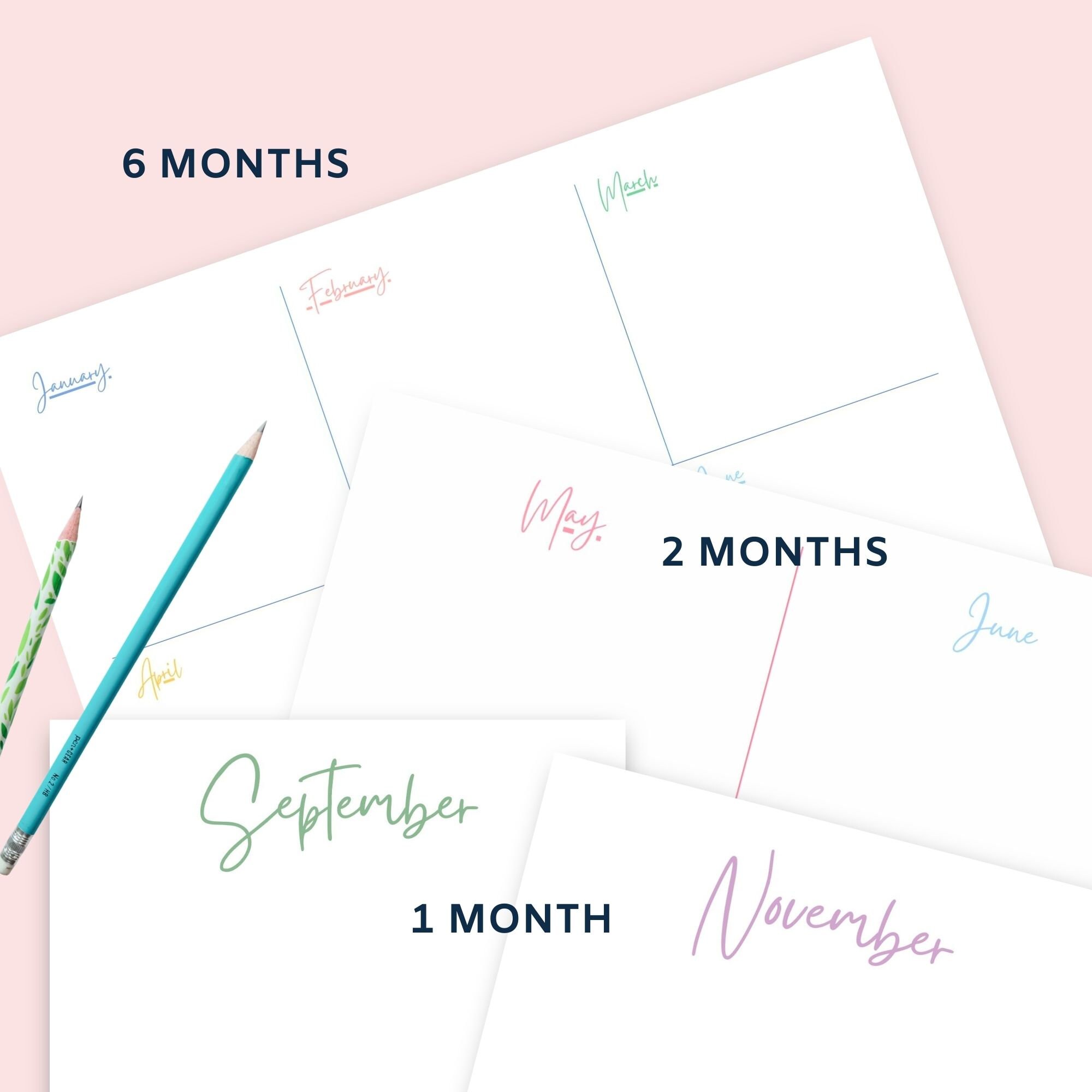 Minimal Yearly Planner Printable, Feminine Calendar, Year at a Glance ...