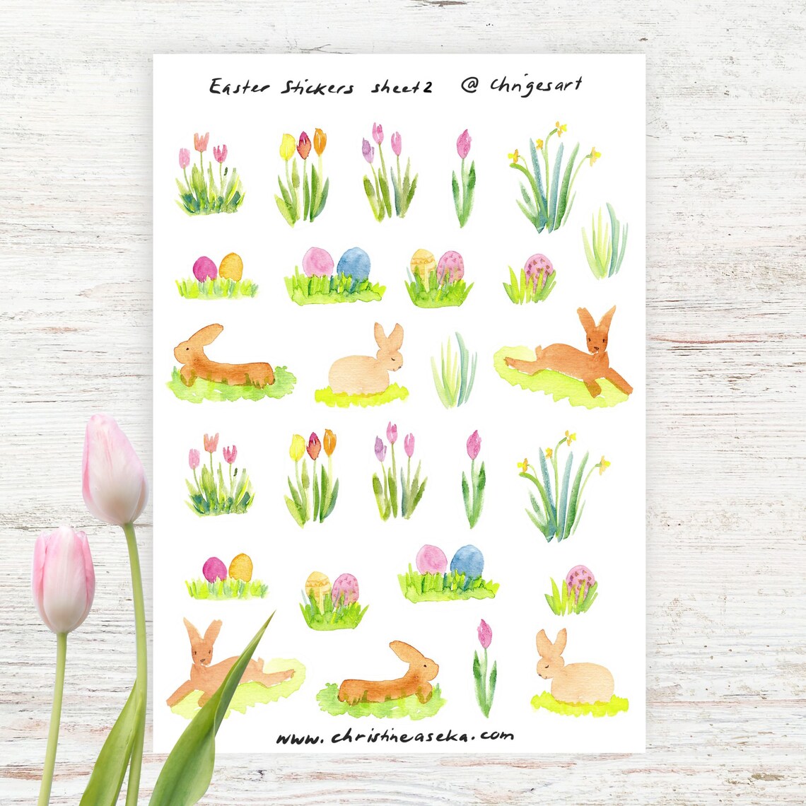 Easter Sticker Sheet, Easter Stickers, Watercolor Stickers, Spring ...