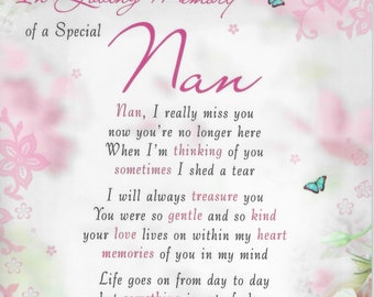 Gedenkkarte „Special Nan“ Für Grabstätten – Liebevolles Design, 16,5 X 12,1 Cm
