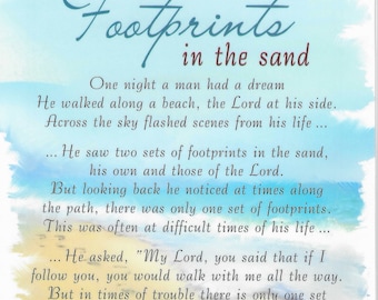 Tarjeta conmemorativa de la tumba / Huellas en la arena
