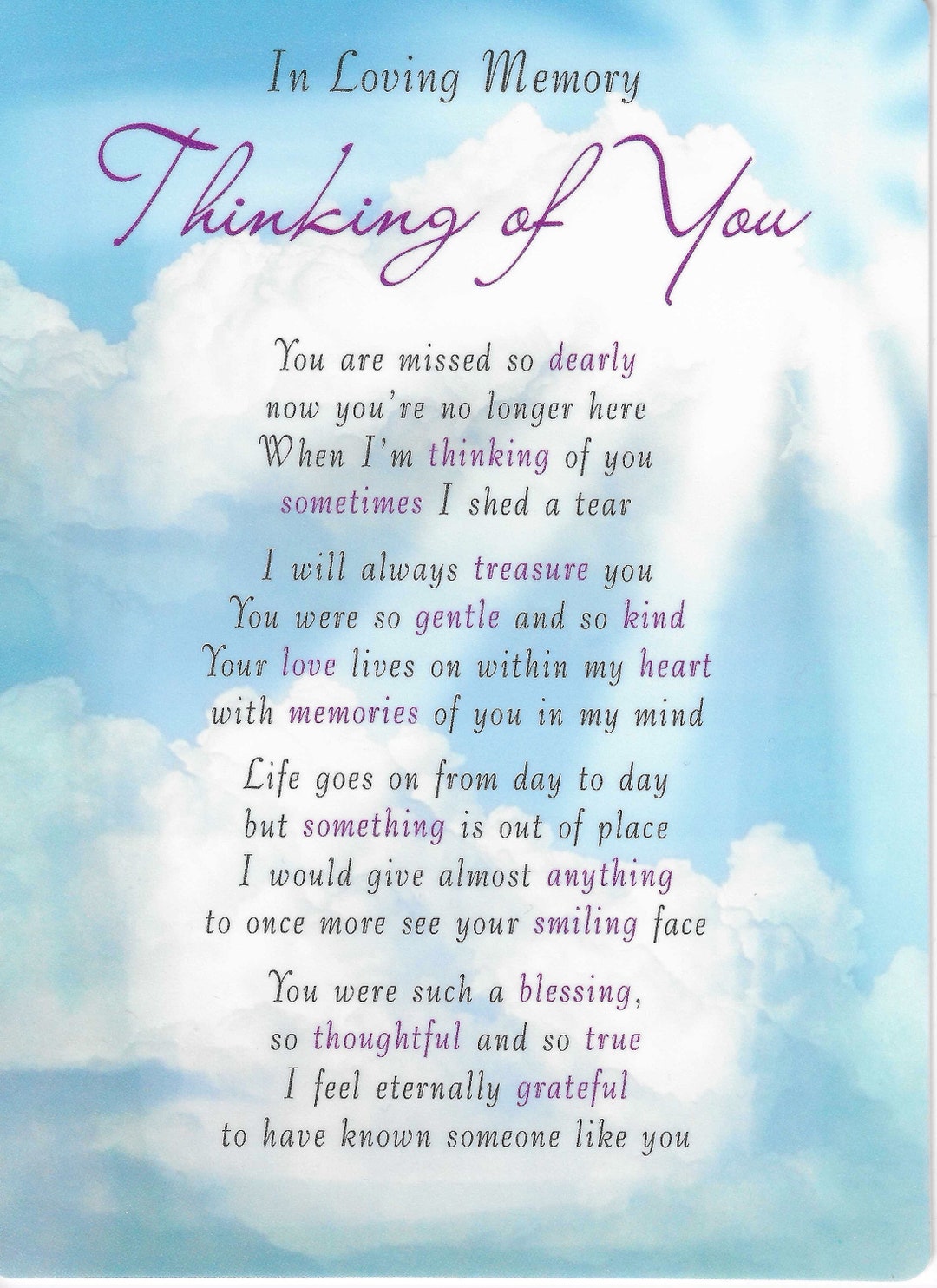 Grave Memorial Card, in Loving Memory | Thinking of You - Etsy