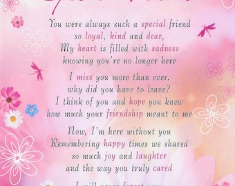 Grave Memorial Card, In Loving Memory of a Special Friend